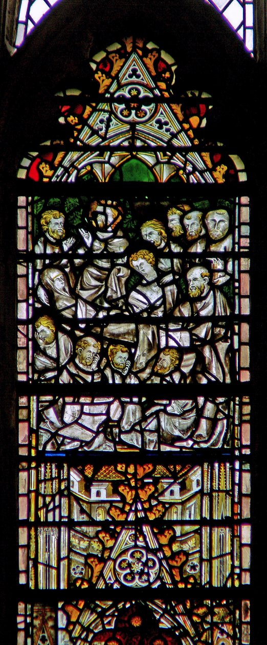 Vetrata raffigurante il Funerale della Vergine Maria da English School