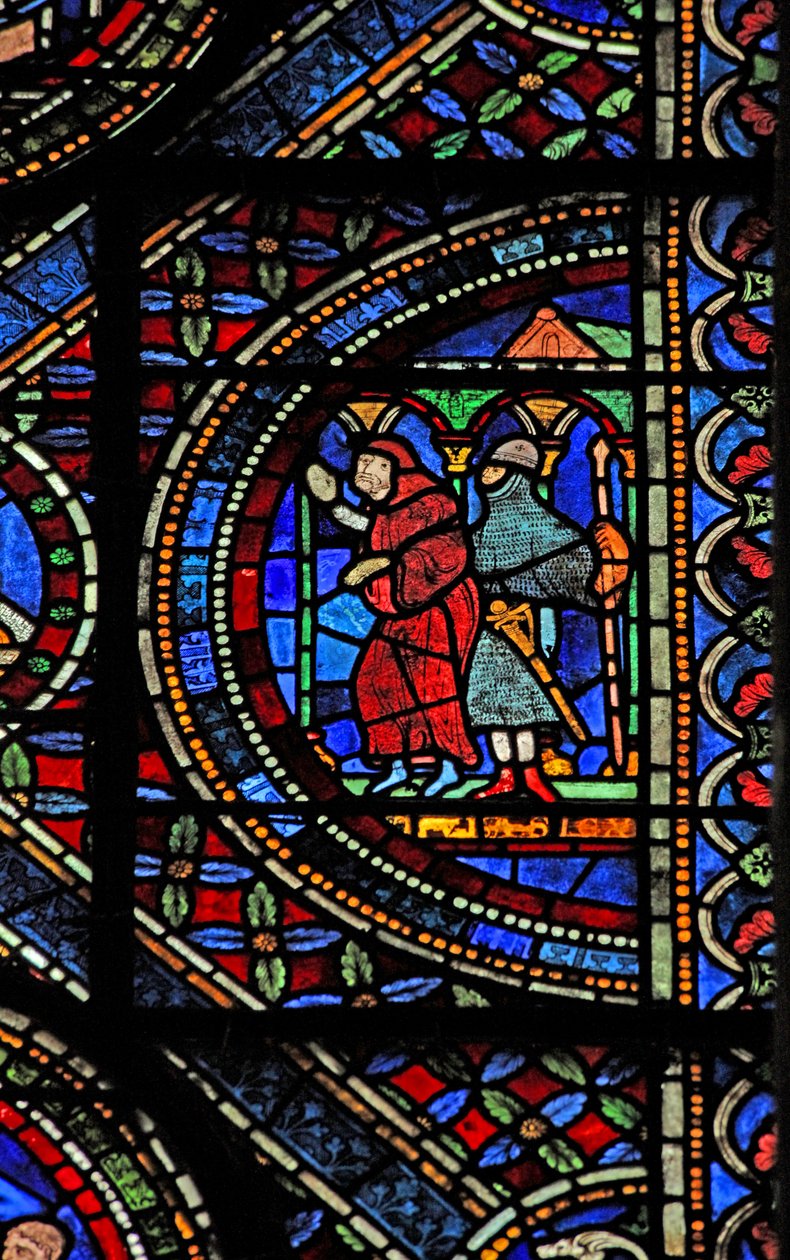 Scena dalla vita di San Tommaso Becket: un cavaliere armato e un monaco da English School