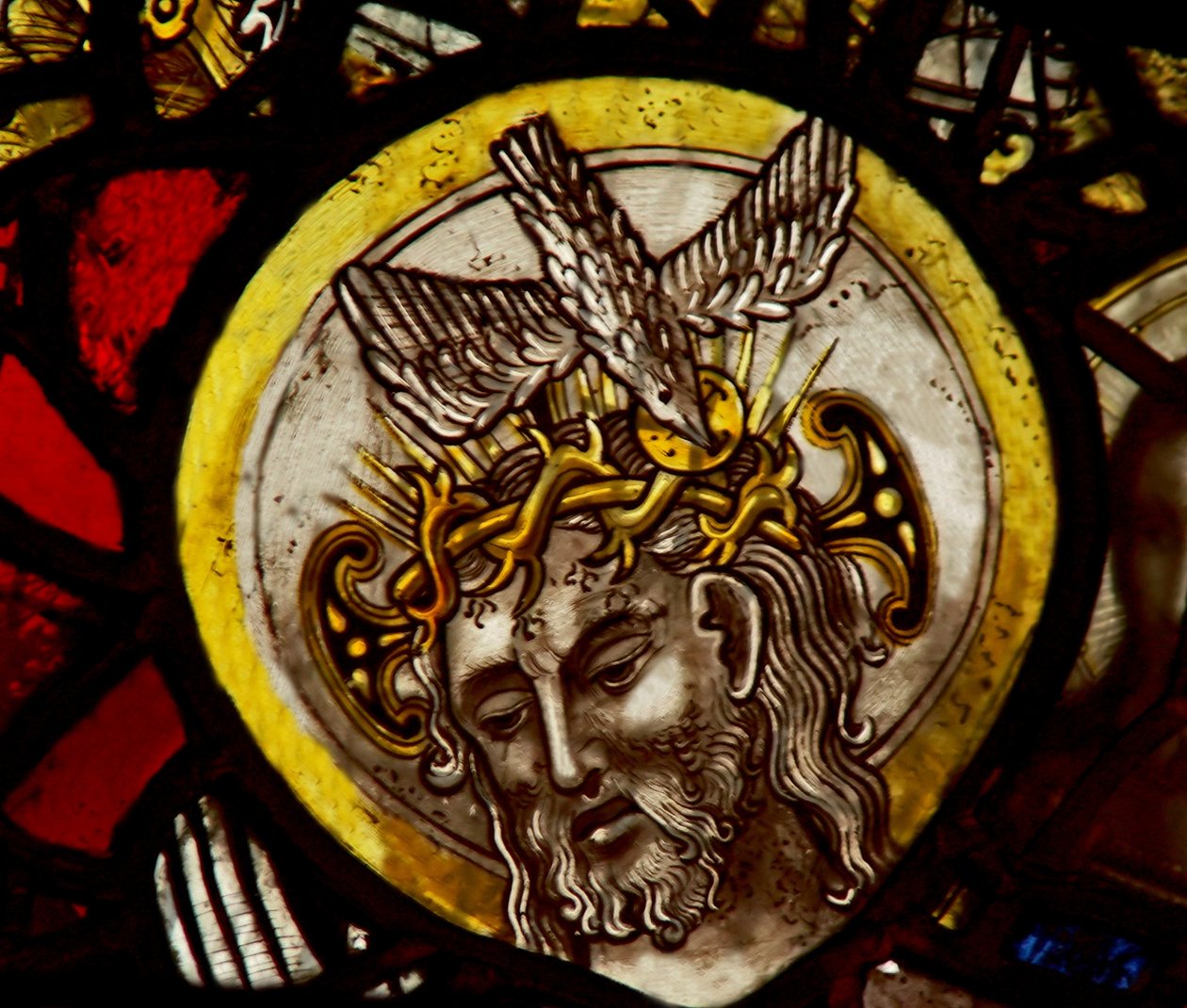 Finestra s1 che raffigura Cristo - dal pannello della Trinità da English School