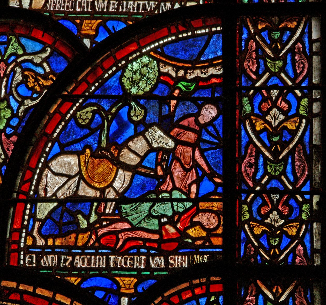 Scena da una finestra miracolosa di San Tommaso Becket: William di Gloucester è sepolto ma la sua voce si sente da English School