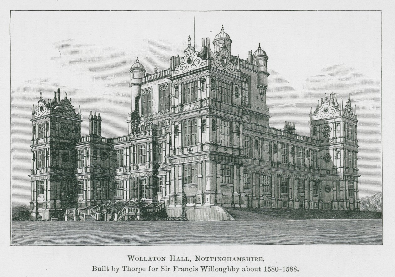 Wollaton Hall, Nottinghamshire (litografia) da English School