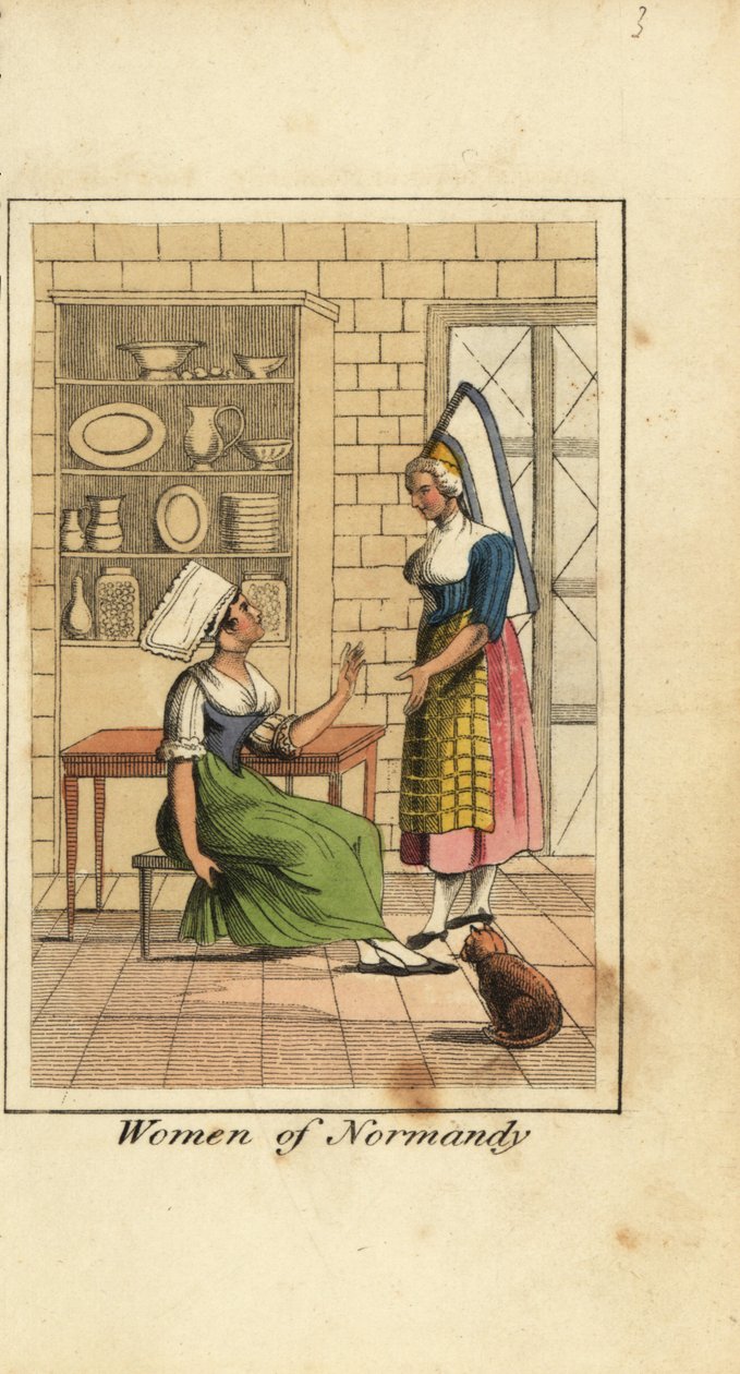 Donne della Normandia, Francia, in una cucina da English School