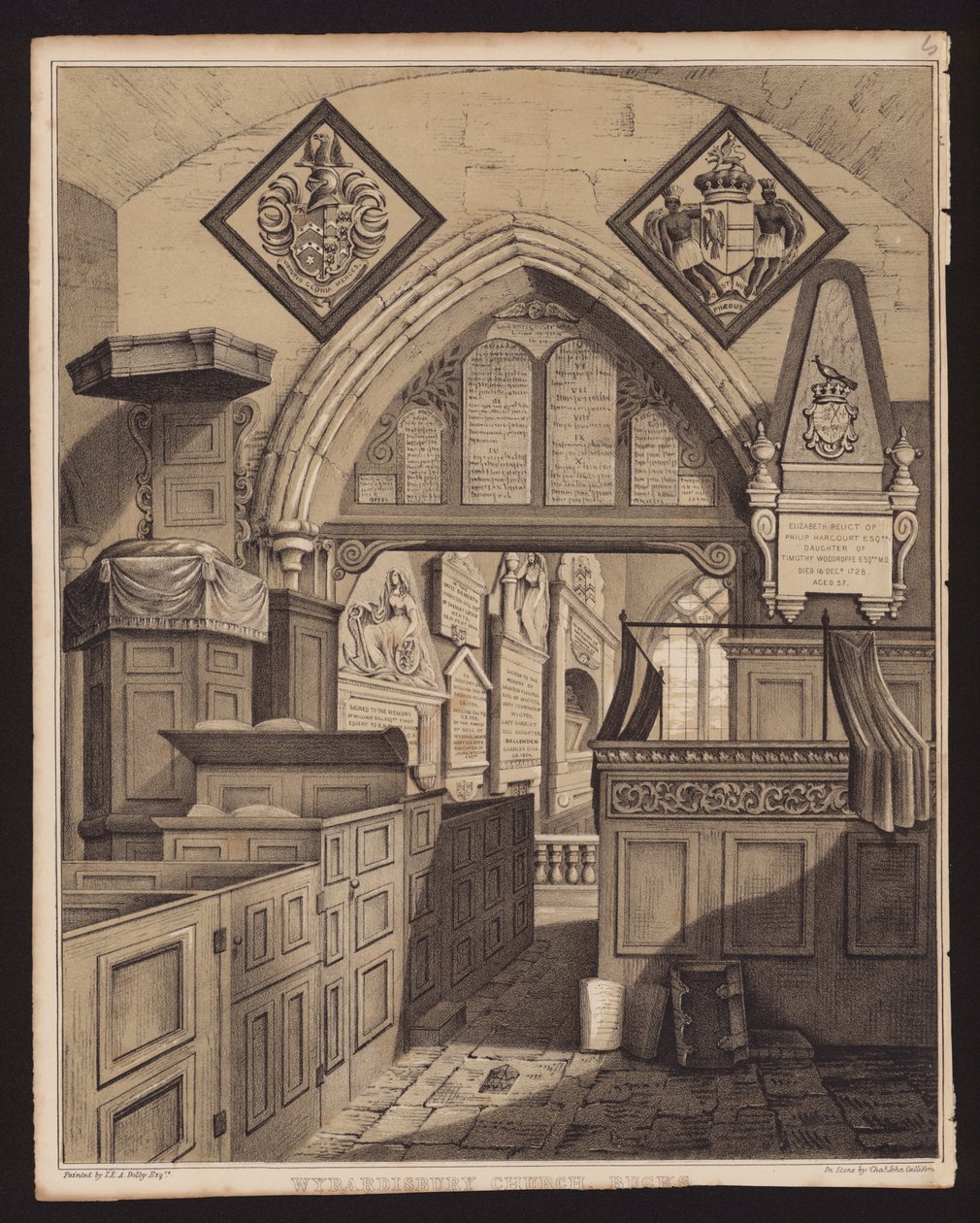 Chiesa di Wyrardisbury, Bucks (incisione) da English School