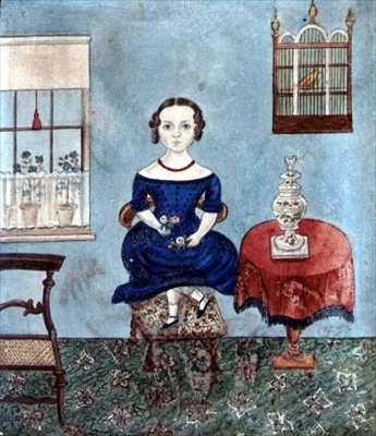 Giovane ragazza che balla su una sedia in un interno, c.1840 da English School