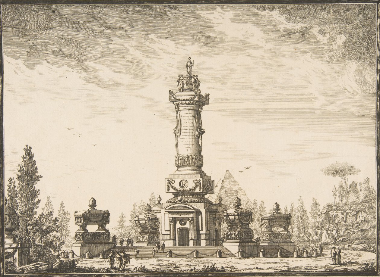 Elevazione in prospettiva di una colonna funeraria destinata per la sepoltura..., 1746-50 da Ennemond Alexandre Petitot