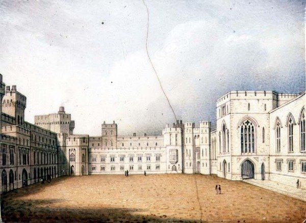 Placca di Worcester raffigurante il Quadrilatero, Castello di Windsor, una di una coppia, c.1830-40 da Enoch Doe