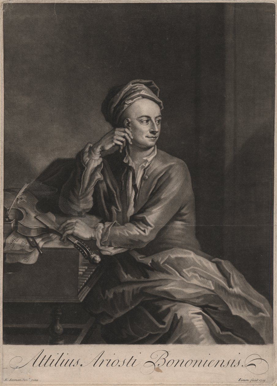 Attilus Ariosti Bononiensis, inciso da John Simon (1675-1751), 1719 (mezzotinto) da Enoch Seeman