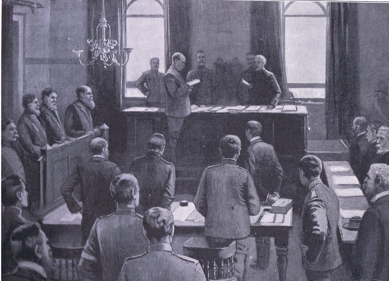 Un processo per tradimento a Bloemfontein, da Dopo Pretoria: La guerra di guerriglia pubblicata da Harmsworth Bros Limited, 1901 da Enoch Ward