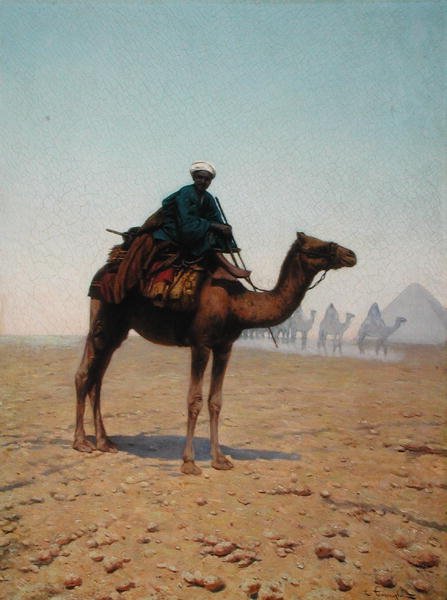 Una carovana che passa una piramide, c.1869 da Enrico Tarenghi