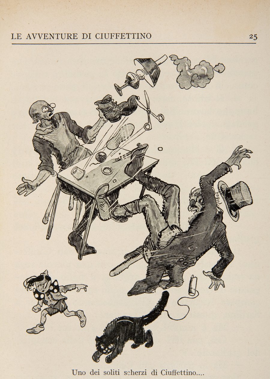 Illustrazione da Le Avventure di Ciuffettino da Enrico de Conti Novelli