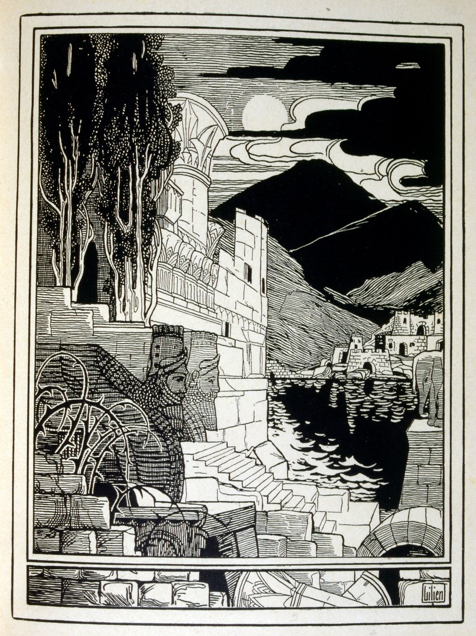 Le rovine di Sodoma, dal libro Giuda illustrato da Ephraim Moses Lilien (1874-1925). Lilien è considerato il padre dell
