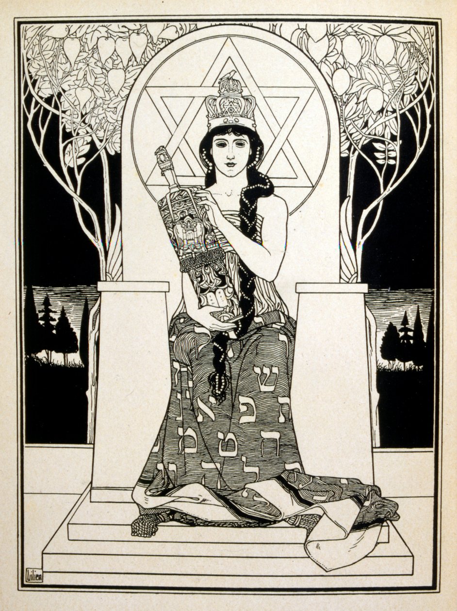 pagina di "Giuda". una raccolta di ballate del poeta non ebreo Börries von Münchhausen 1900 da Ephraim Moses Lilien