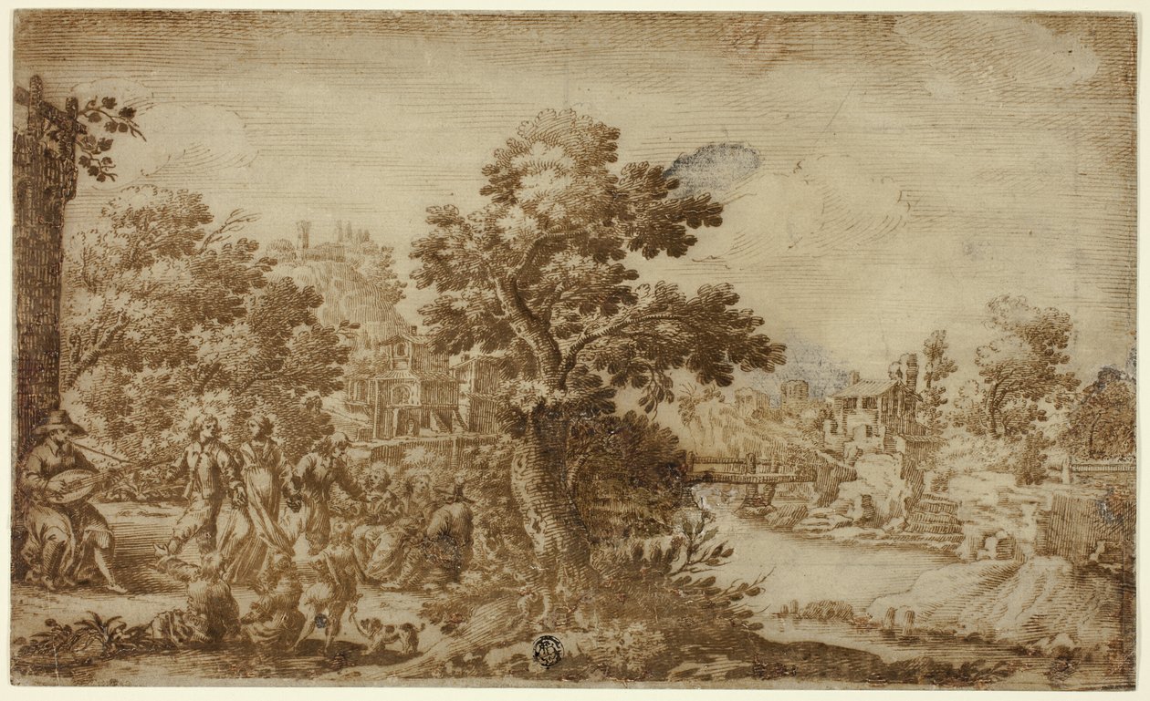 Paesaggio con ballerini e musicisti da Ercole Bazzicaluva