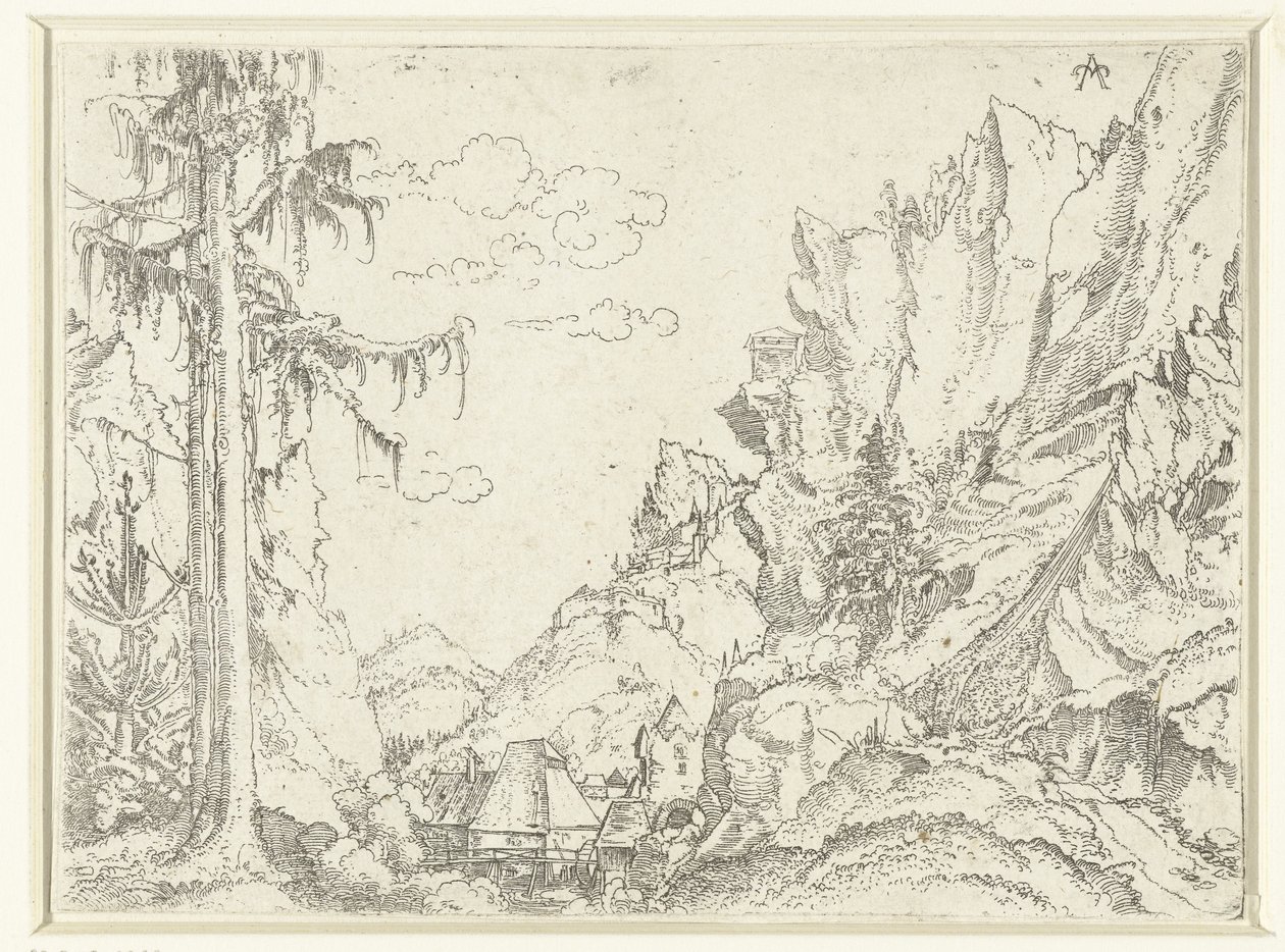 Paesaggio con un villaggio in una valle rocciosa da Erhard Altdorfer