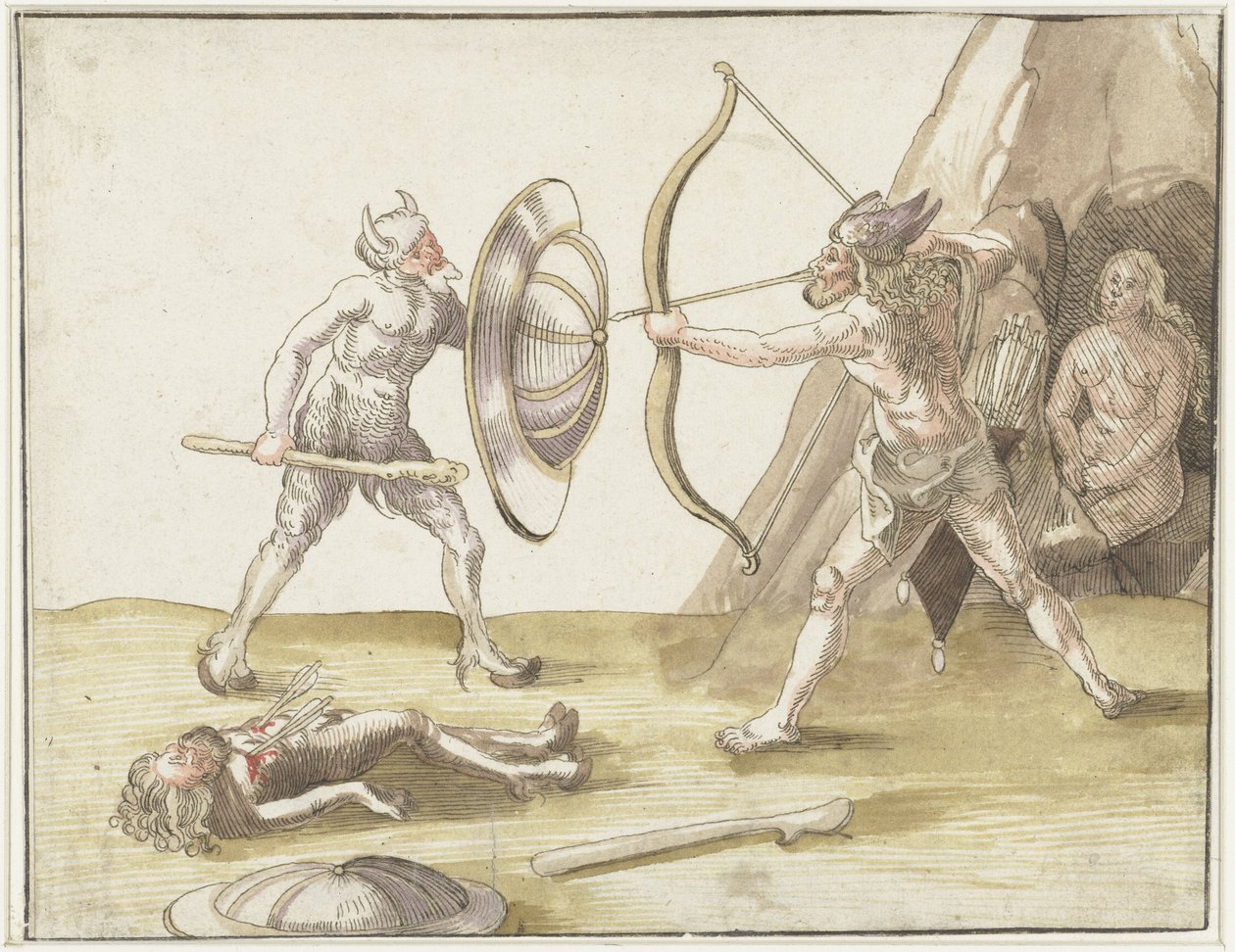 Combattimento tra due uomini selvaggi da Erhard Schon
