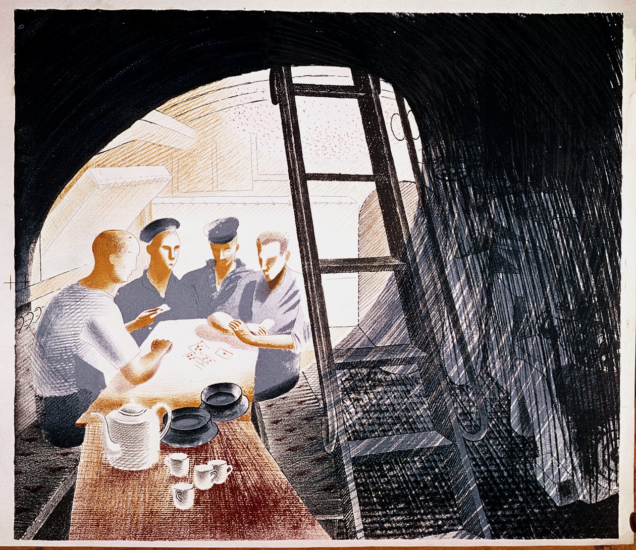 Marinai che giocano a carte da Eric Ravilious