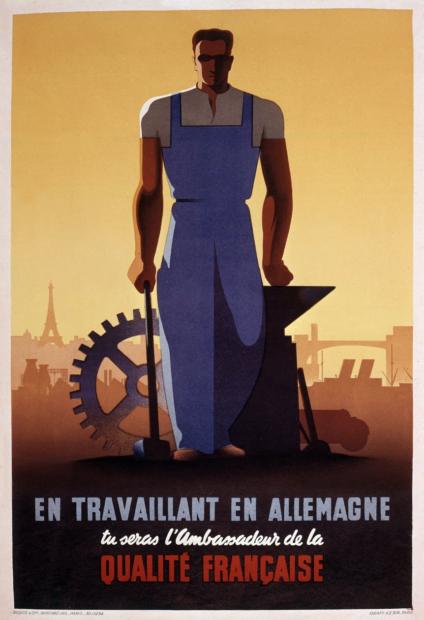 Manifesto francese di propaganda dello STO (organizzazione del lavoro obbligatorio istituita nel 1943 durante l