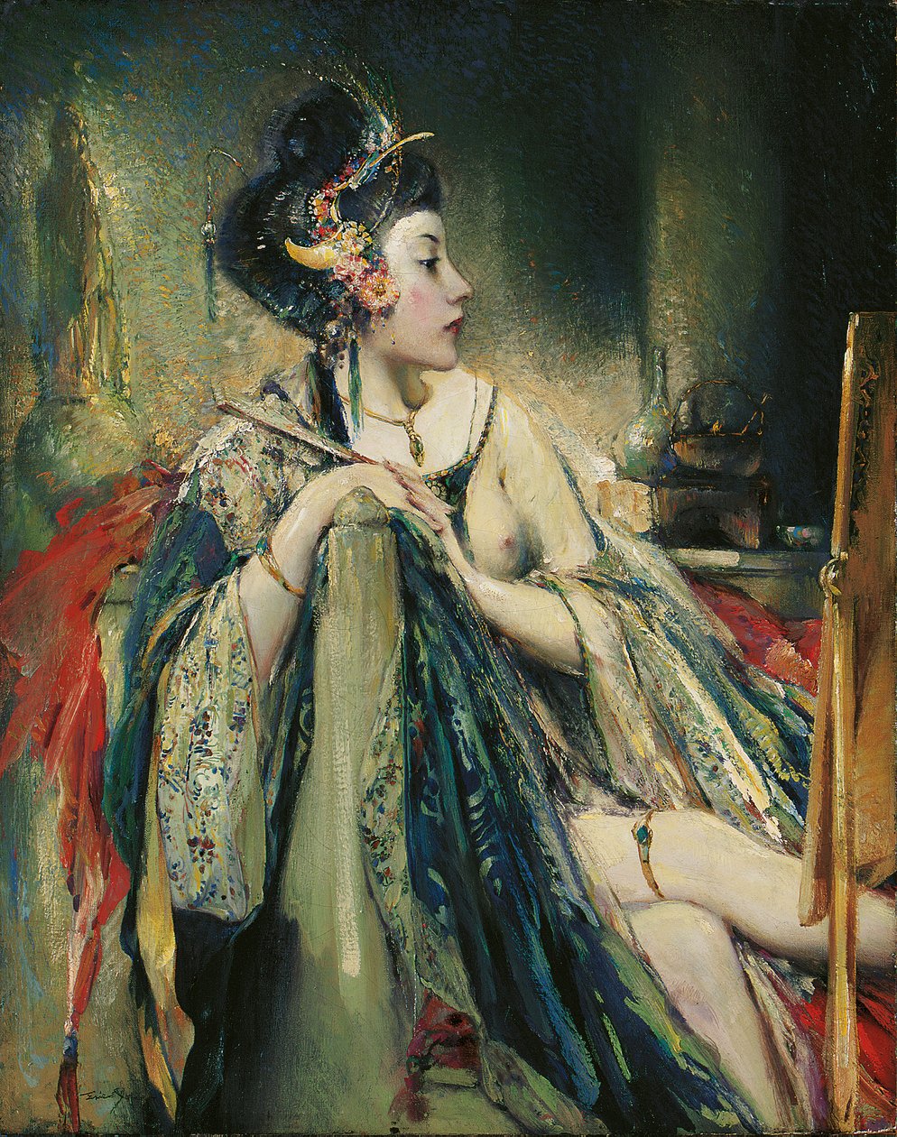 Una donna esotica alla sua toilette da Eric Pape