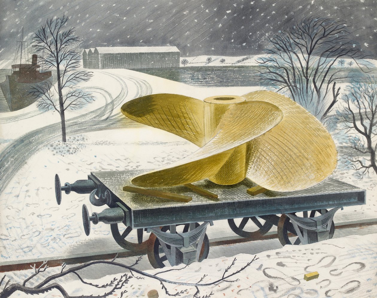 Elica della Nave su un Carrello Ferroviario da Eric Ravilious