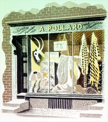 Il pellicciaio, stampato dalla Curwen Press, da High Street, di J.M. Richards, pubblicato da Country Life, 1938 (set di 24) da Eric Ravilious