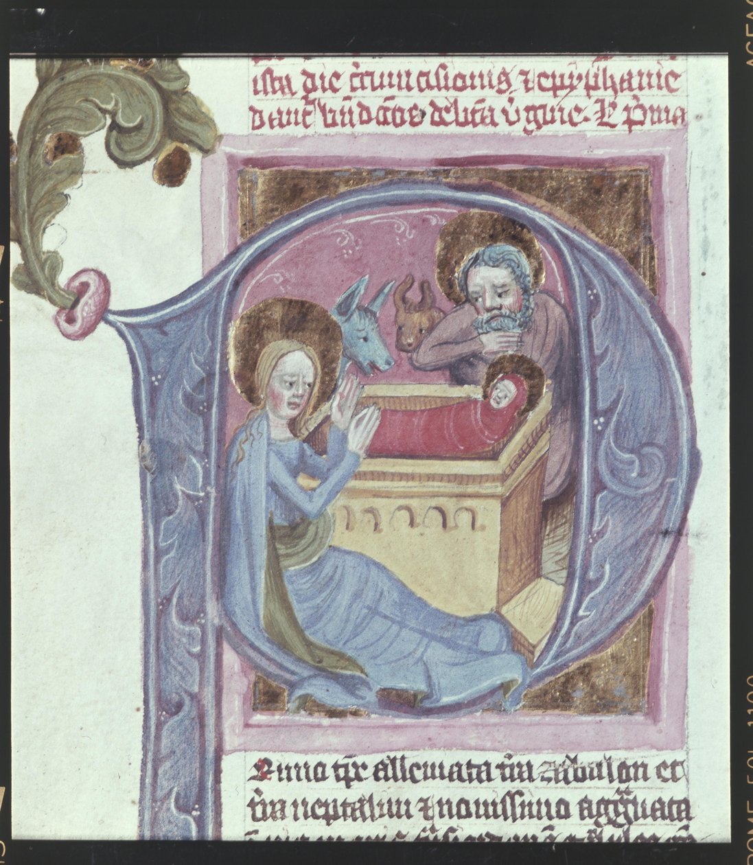 Dettaglio: iniziale: La nascita di Cristo da Erich Lessing