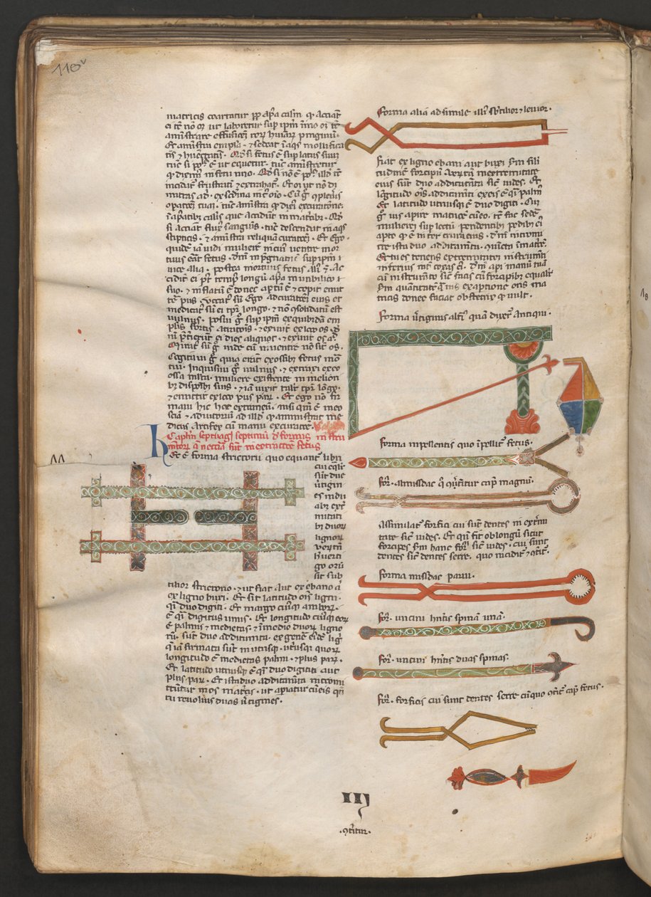 Pagina intera: testo e disegni di strumenti chirurgici da Erich Lessing