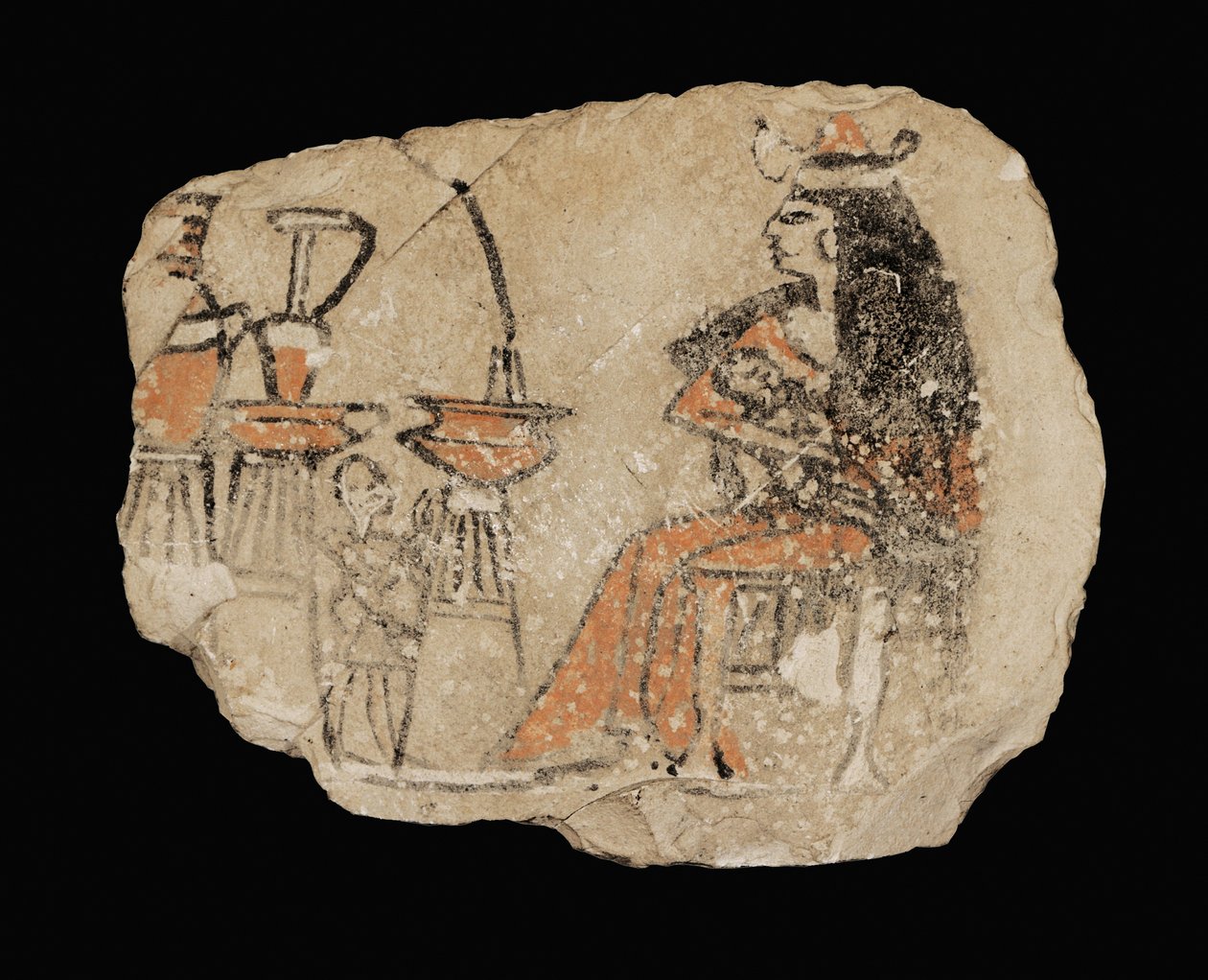 Signora che allatta un bambino; di fronte: offerte e una serva ... da Erich Lessing