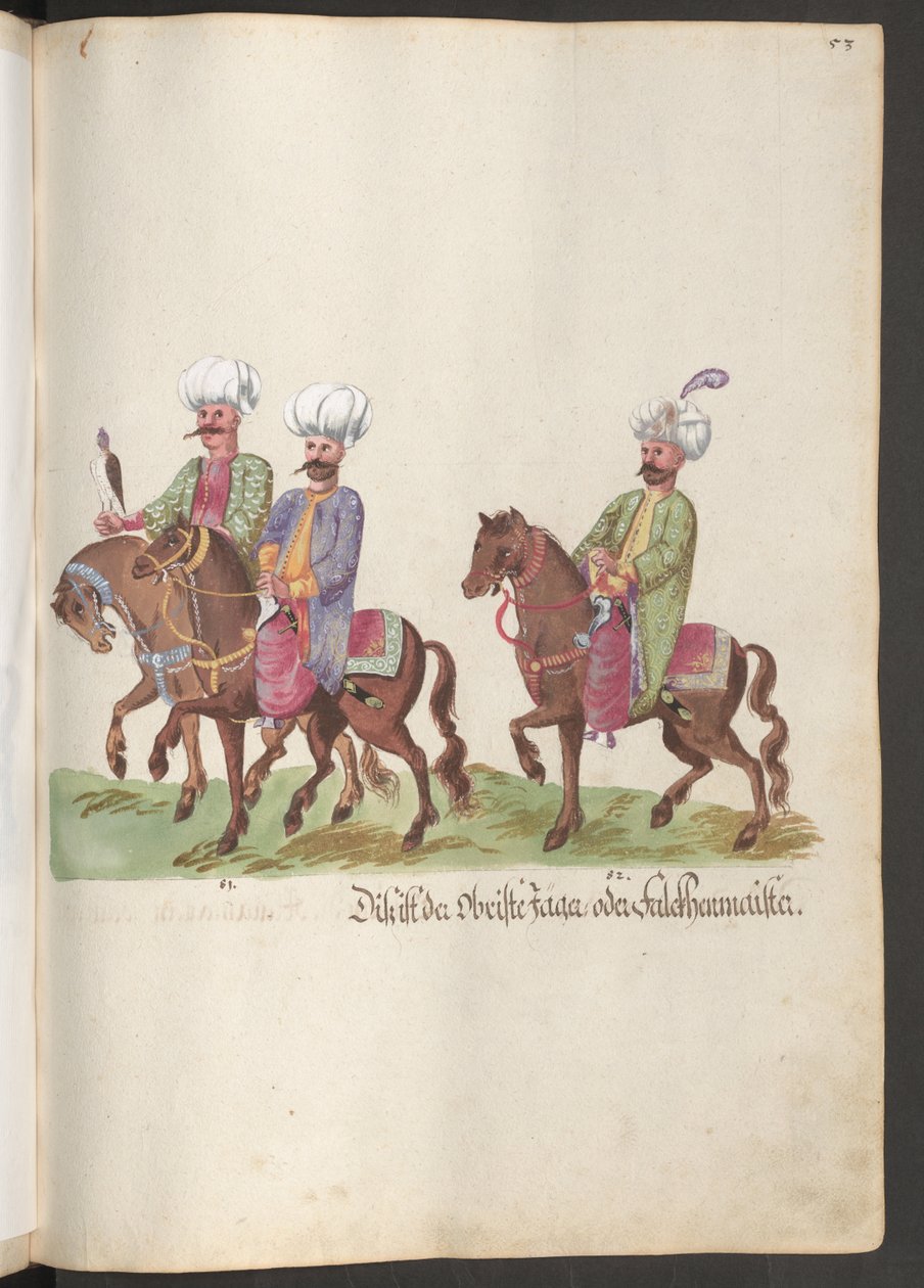 La corte di un pascià e di un sultano: due ciambellani a cavallo, uno con un falco da Erich Lessing