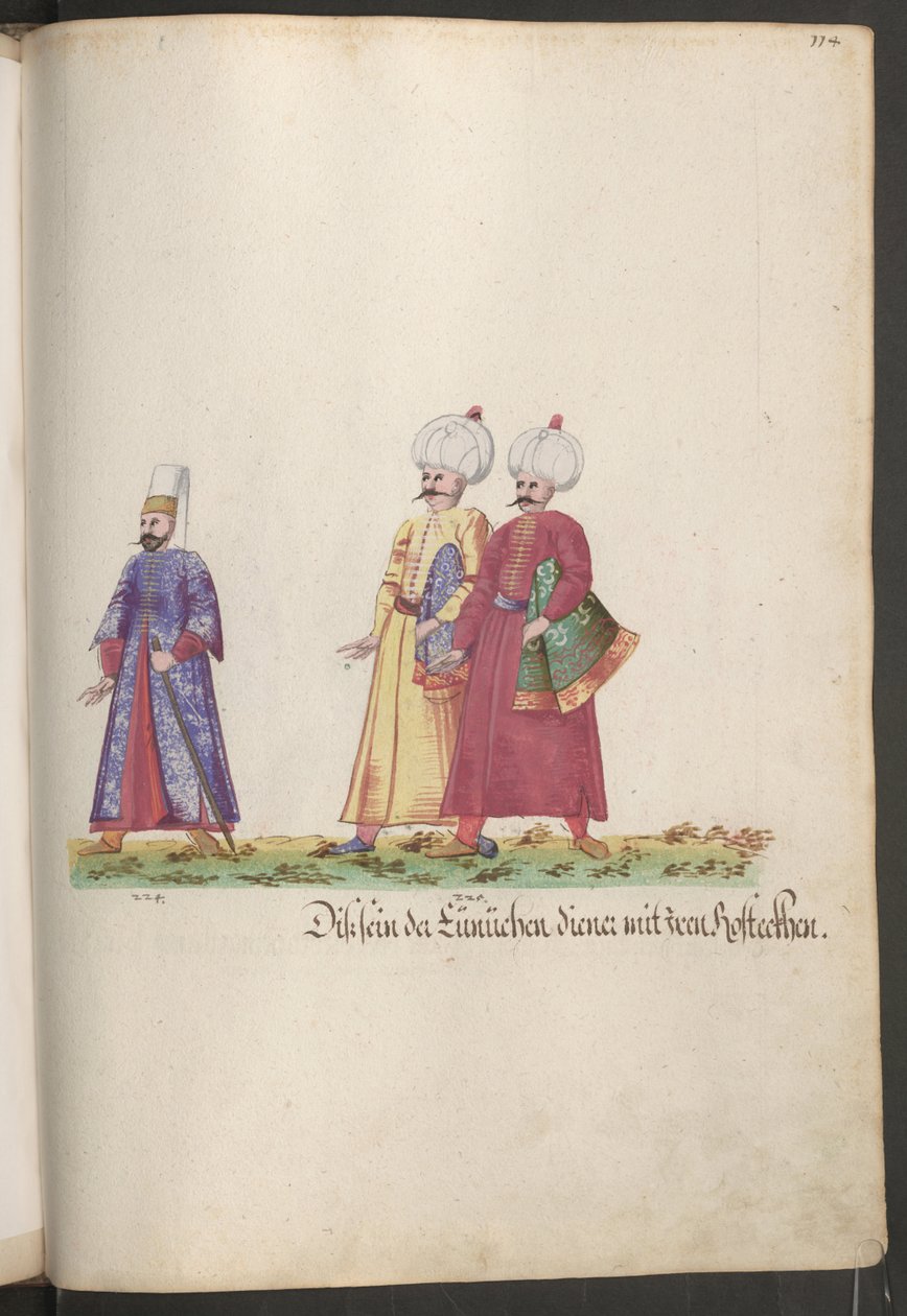 La sera della sultana: eunuco con due servi che trasportano coperte per cavalli. da Erich Lessing