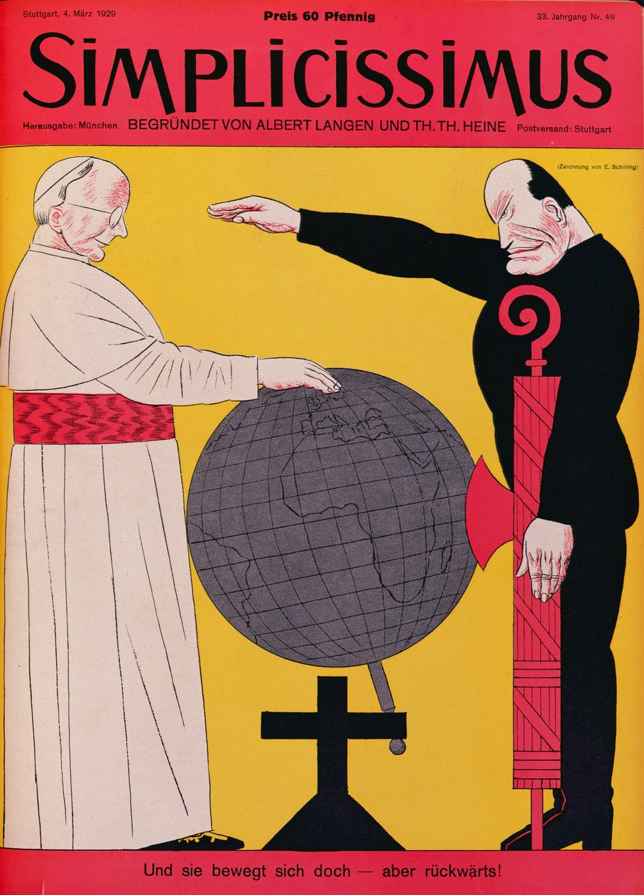 Papa Pio XI (1857-1939) e Mussolini (1883-1945) al tempo del Trattato del Laterano del 1929, copertina della rivista 