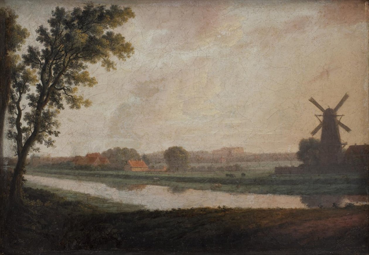 Paesaggio fuori Copenaghen con la chiesa e il palazzo di Frederiksberg in lontananza da Erik Pauelsen