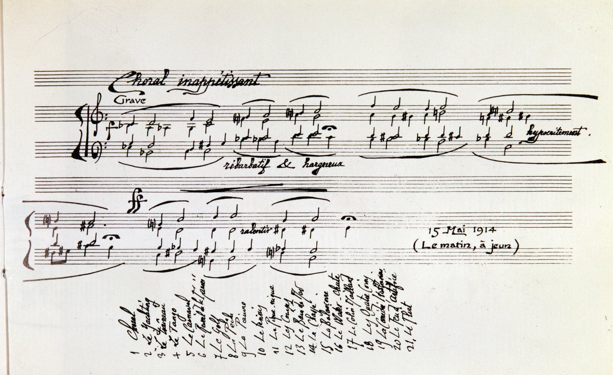 Dettaglio di spartito musicale di Sports and entertainment di Erik Satie da Erik Satie