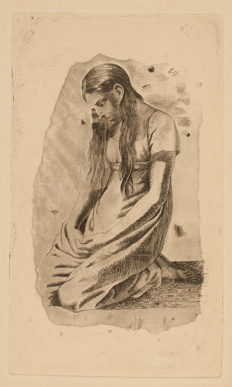 Giovane ragazza inginocchiata da Erling Eckersberg
