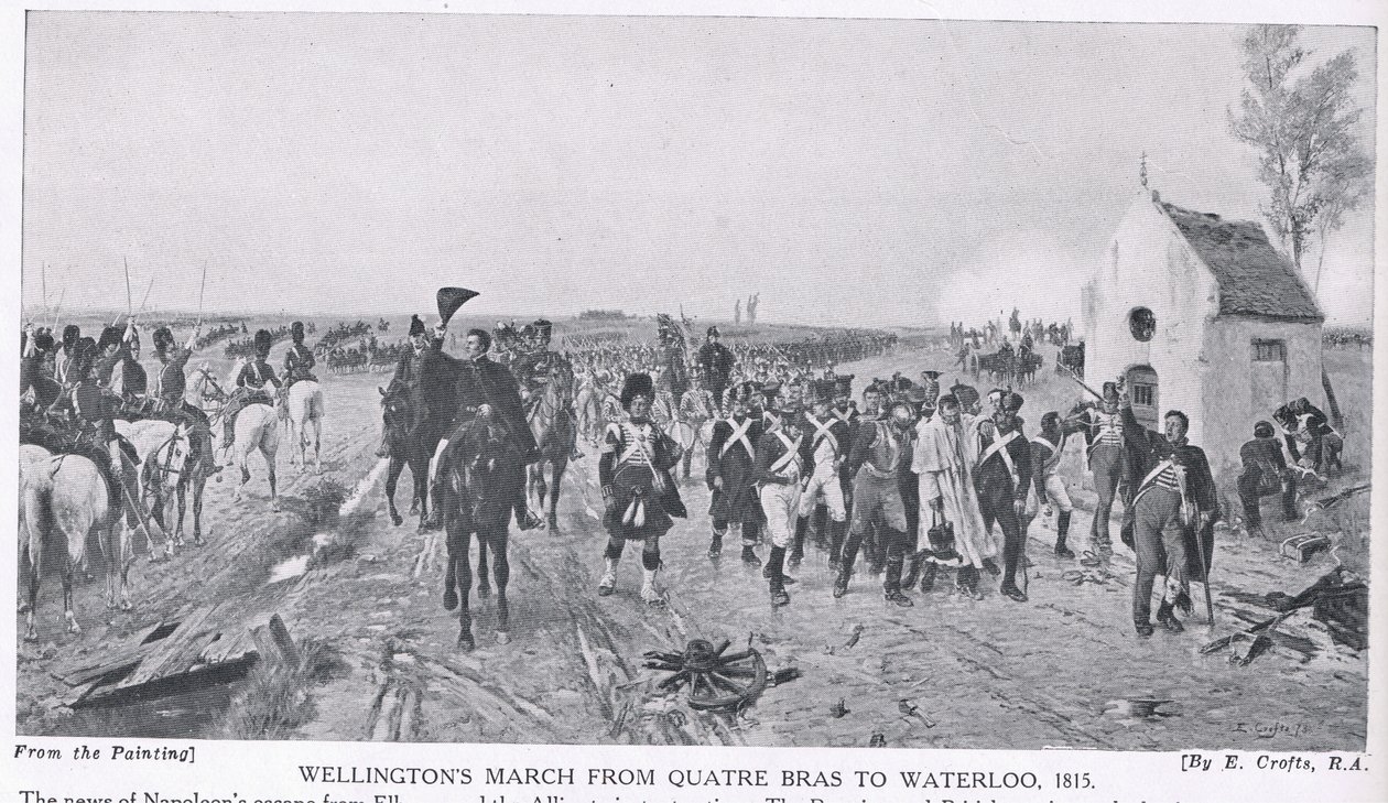 La Marcia di Wellington da Quatre Bras a Waterloo, 1815, illustrazione da 