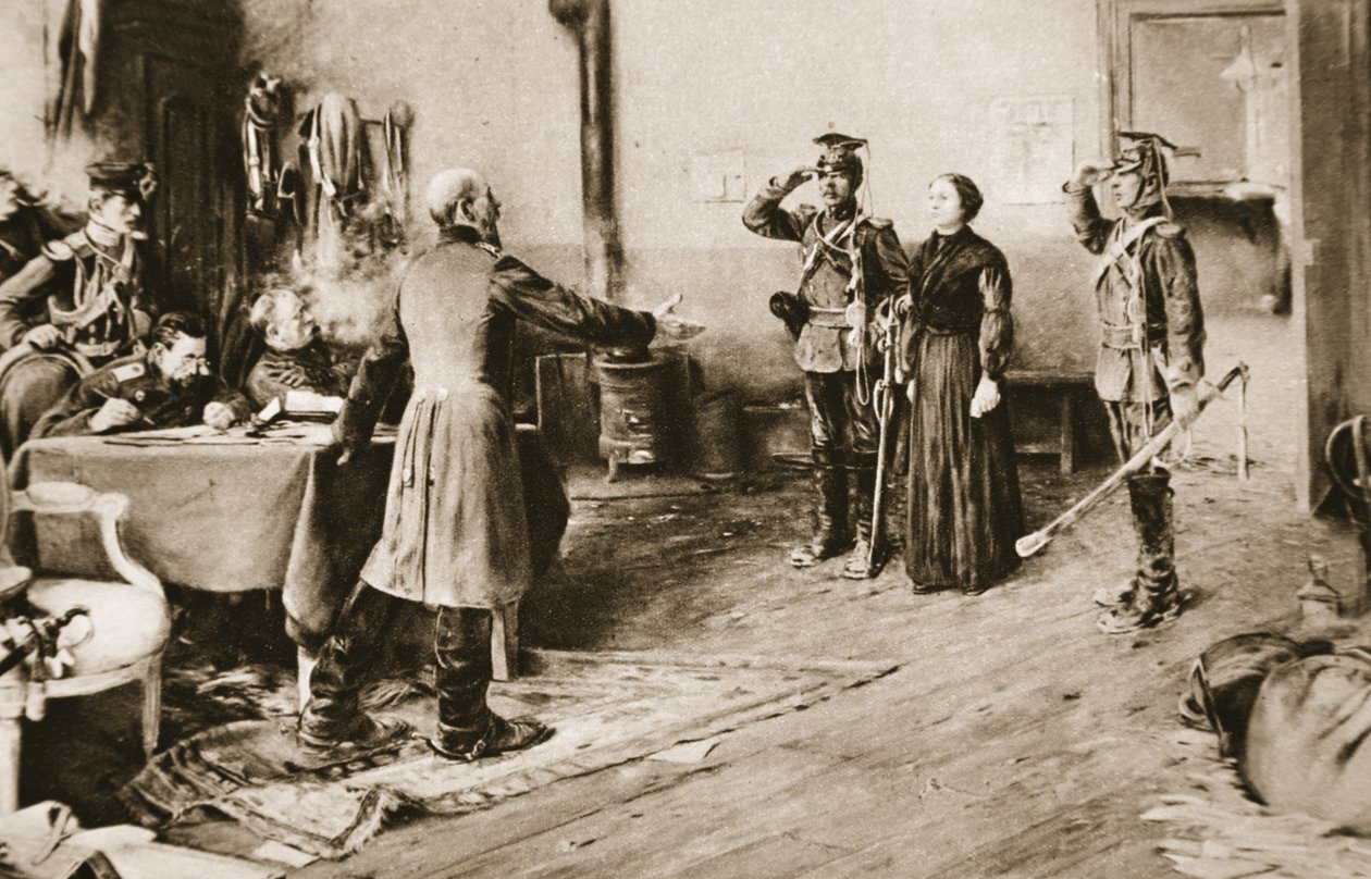 Juliette Dodu è perdonata per il suo grande coraggio dal Principe Federico Carlo di Prussia nel 1870, da 