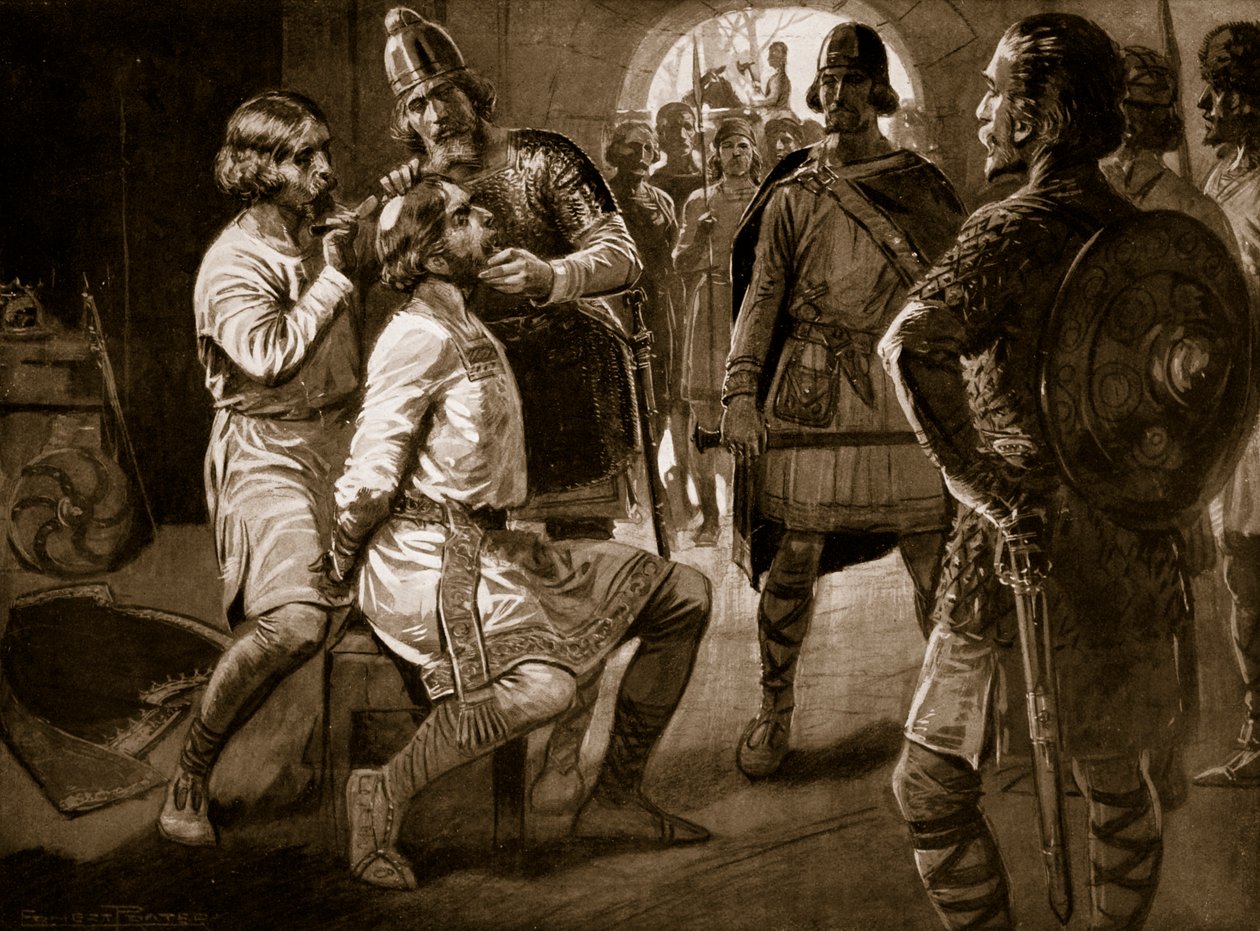 Ceolwulf, re di Northumbria, forzatamente rasato, 731, illustrazione da 