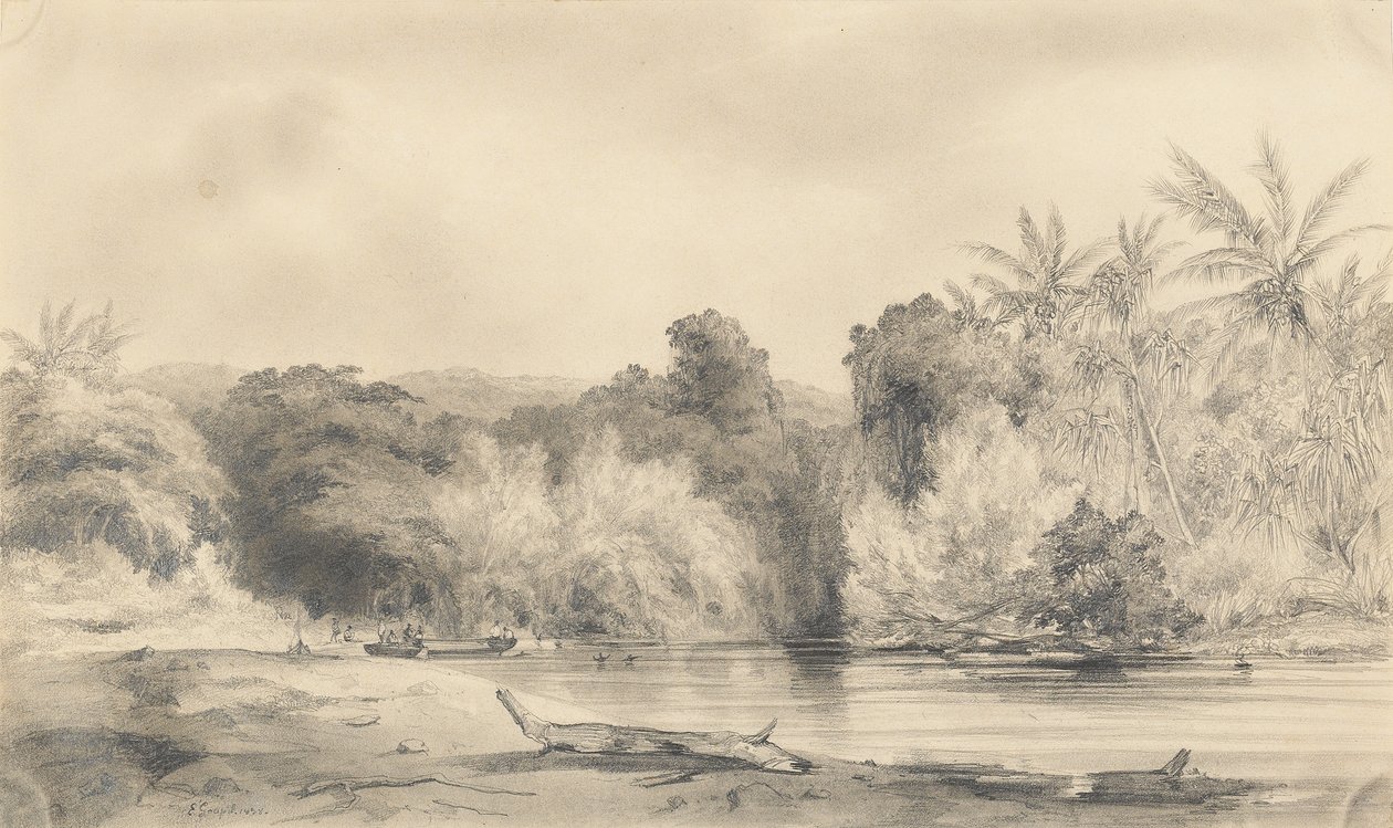 Ingresso del fiume Paiou, isola di Vanikoro da Ernest Auguste Goupil