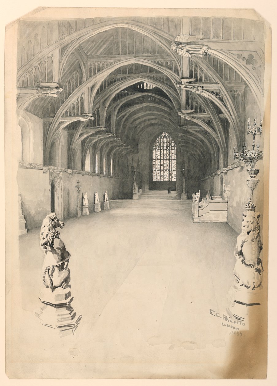 Interno della Westminster Hall da Ernest Clifford Peixotto