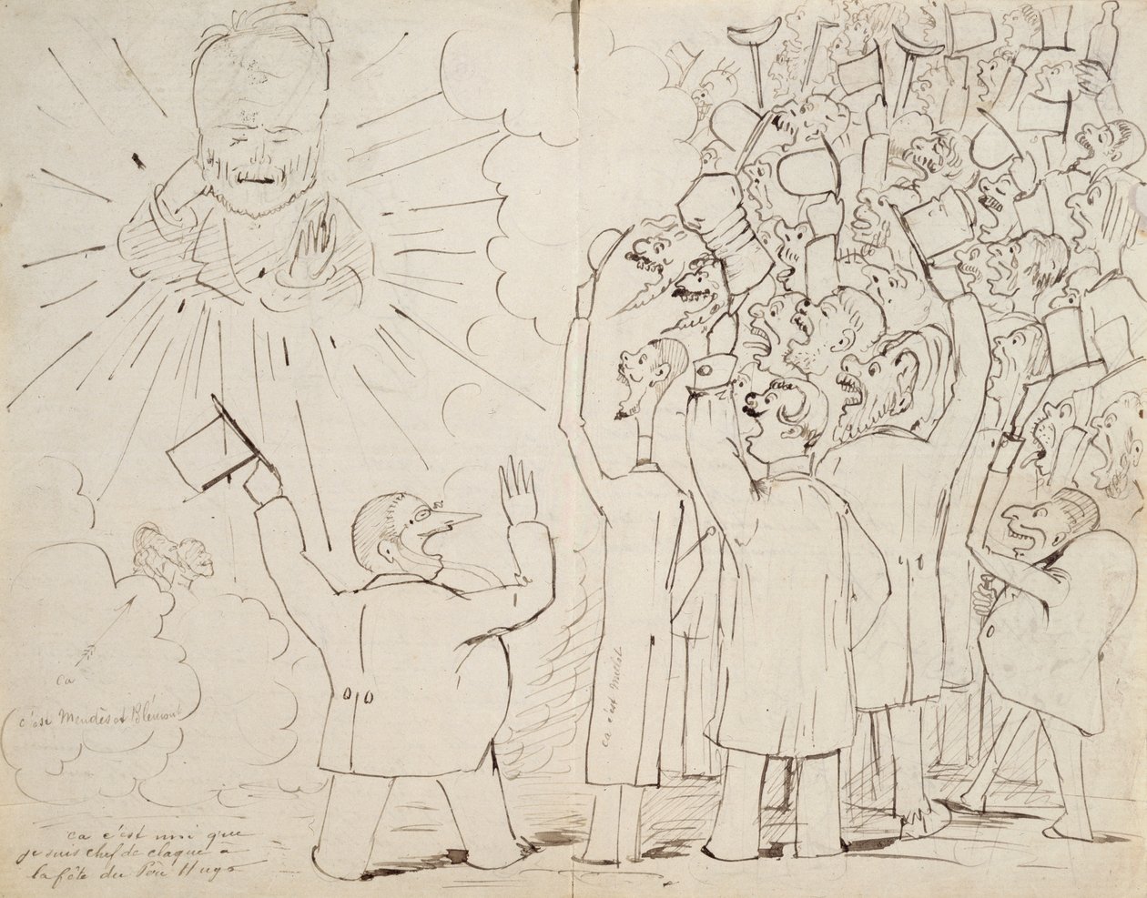La Celebrazione per il Vecchio Hugo, caricatura di Victor Hugo (1802-85) da una lettera a Paul Verlaine, c.1880 da Ernest Delahaye
