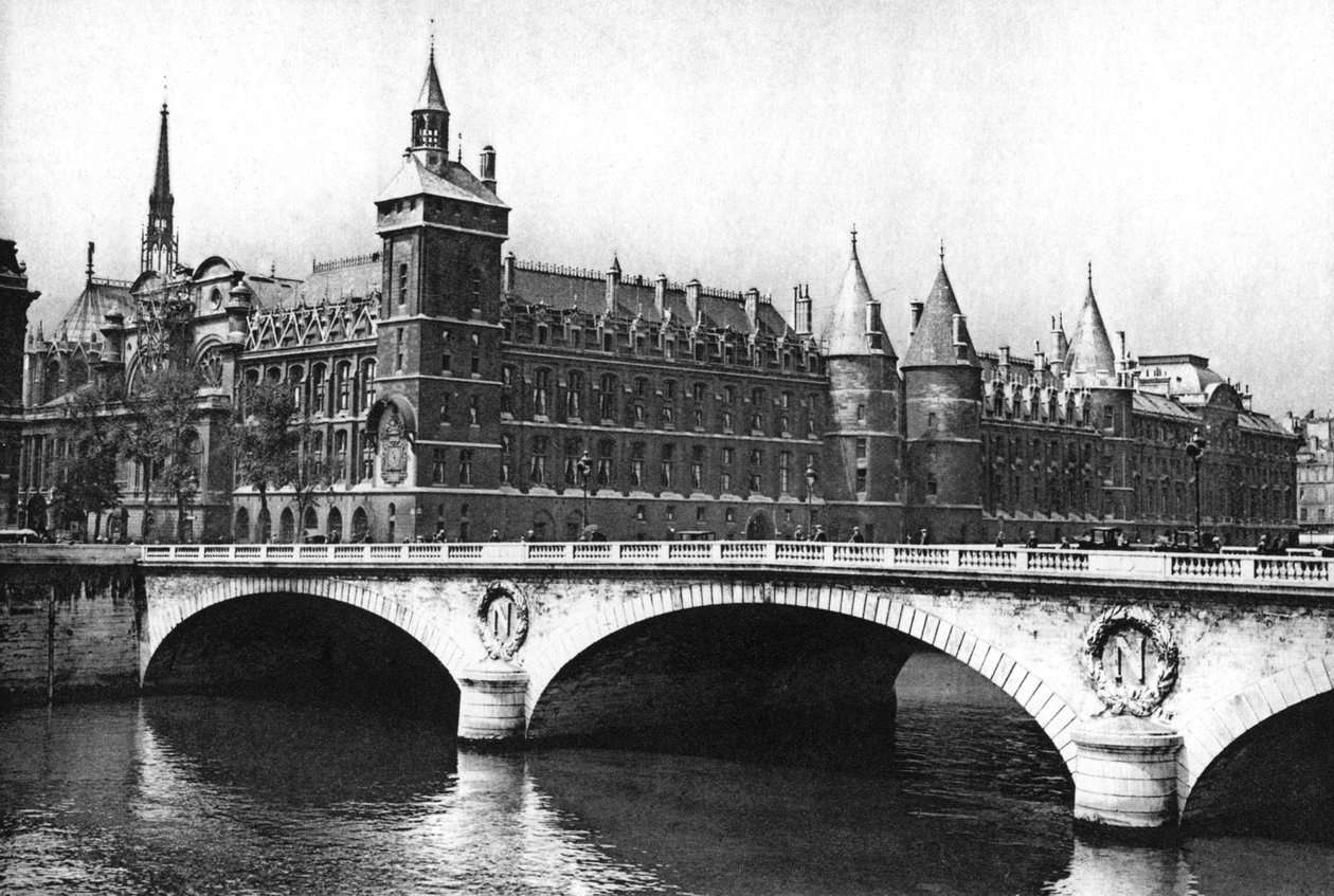 Vista dei tribunali di giustizia e del Pont Neuf dal fiume Senna, Parigi, 1931 da Ernest Flammarion