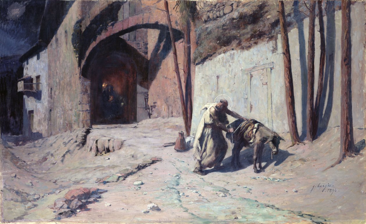 La Fuga in Egitto o, Giuseppe che mette un pacco sul suo asino, 1894 da Ernest Georges Berges