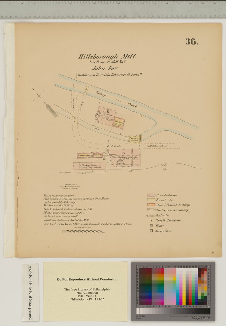 Piano per Hillsborough Mill, Middletown Township, Delaware, illustrazione da 