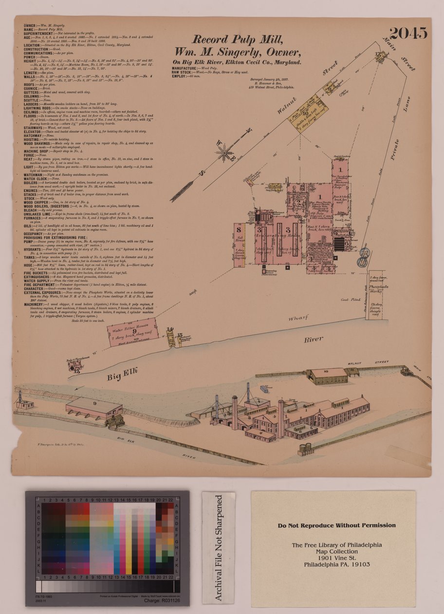 Record Pulp Mill, Elkton, Maryland, Hexamer General Surveys, 1808 da Ernest Hexamer