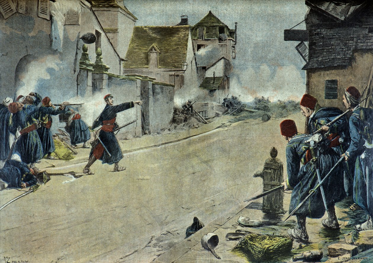 Paul Deroulede alla battaglia di Montbeliard (Incisione) da Ernest Jean Delahaye