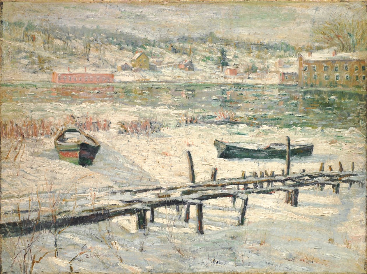 Il fiume Harlem in inverno, 1907 circa (olio su tela) da Ernest Lawson