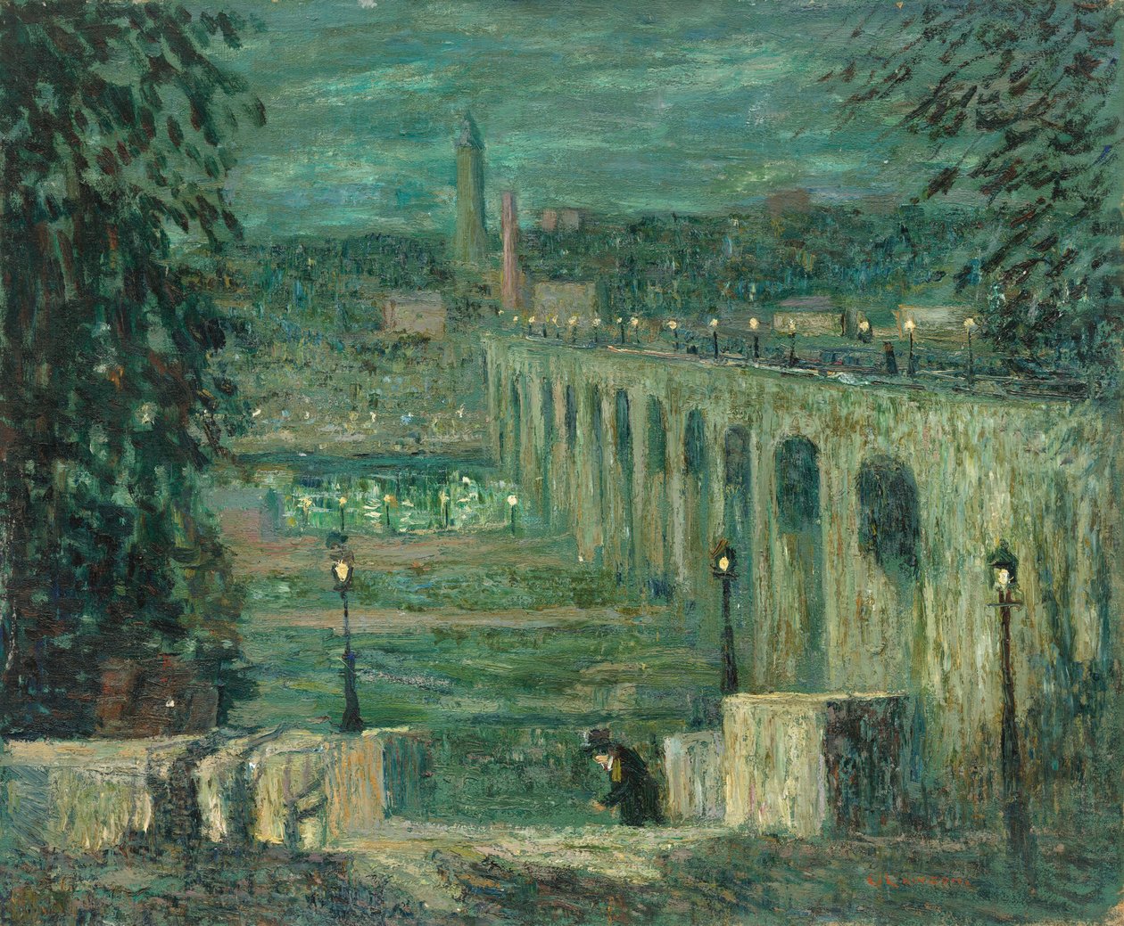 Ponte Alto di Notte, New York City, c. 1910-1920 da Ernest Lawson