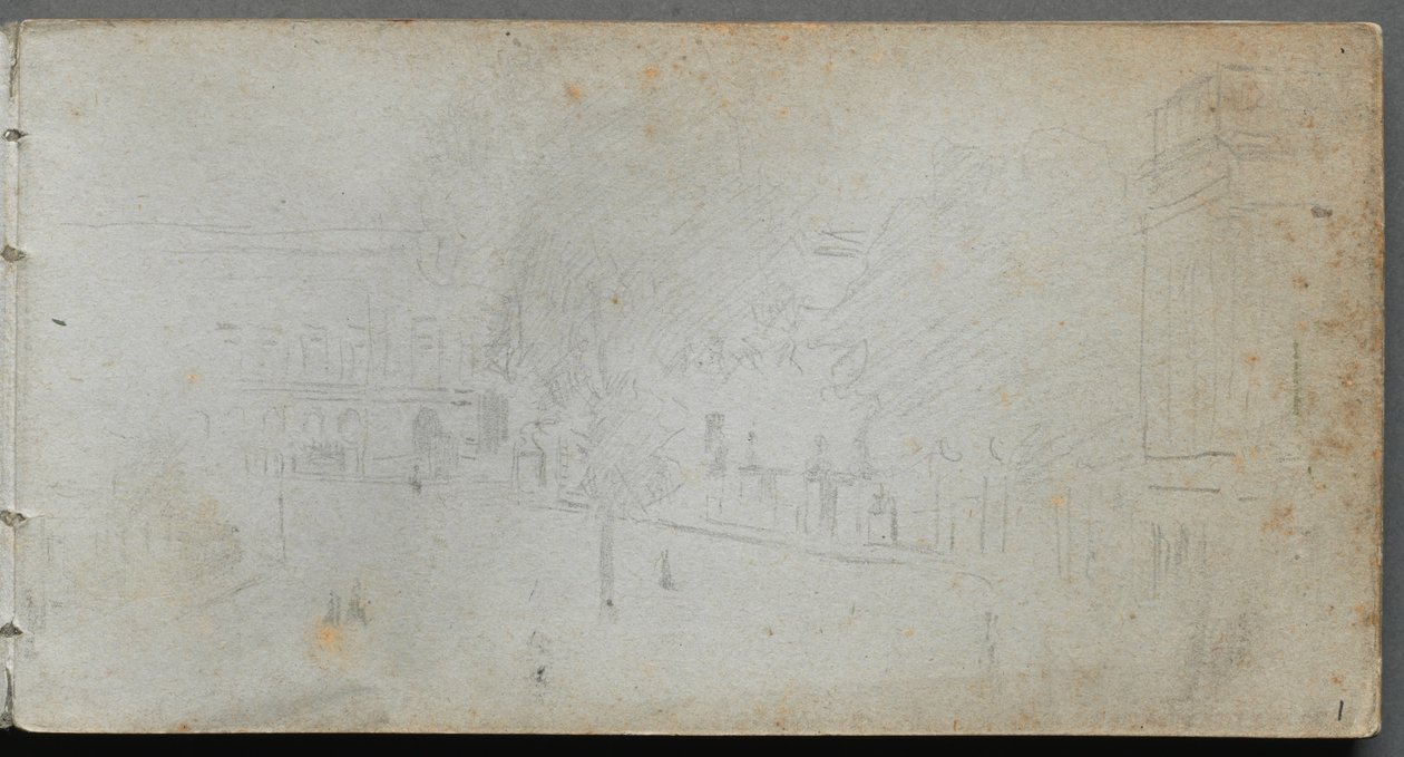 Taccuino, pagina 01: Scena di strada, 1905-10 da Jean Louis Ernest Meissonier