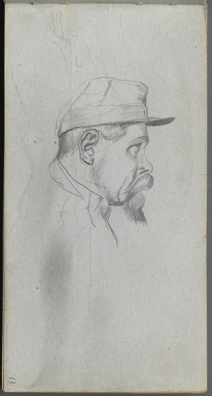 Taccuino, pagina 13: Busto di un uomo di profilo da Jean Louis Ernest Meissonier