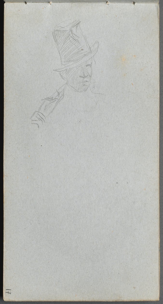 Quaderno di schizzi, pagina 17: Busto di uomo con cappello a cilindro da Ernest Meissonier