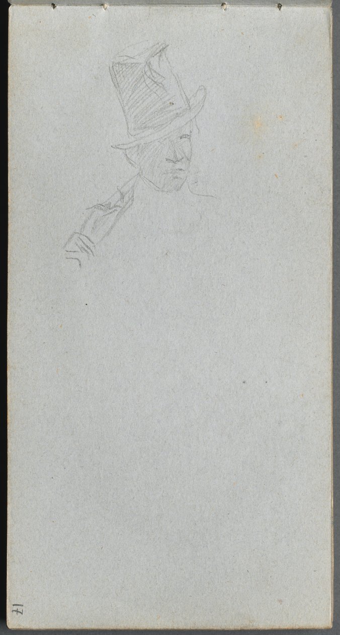 Taccuino, pagina 17: Busto di un Uomo con Cappello a Cilindro da Jean Louis Ernest Meissonier